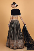 Embroidered Georgette Black Flared Lehenga for Wedding & Party