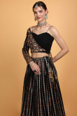 Black Georgette Fancy Wedding Lehenga With Angrakha Style Blouse