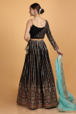 Black Georgette Fancy Wedding Lehenga With Angrakha Style Blouse