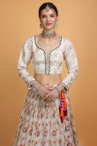 Woven Zari Silk Organza Ivory Flared Lehenga for Wedding & Party