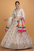 Woven Zari Silk Organza Ivory Flared Lehenga for Wedding & Party