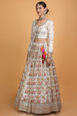 Woven Zari Silk Organza Ivory Flared Lehenga for Wedding & Party
