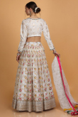 Woven Zari Silk Organza Ivory Flared Lehenga for Wedding & Party