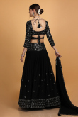 Black Georgette Flared Lehenga With Embroidered Choli for Wedding & Party