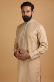 Dori Embroidered Dupion Silk Dusty Peach Men Kurta Pajama