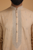 Dori Embroidered Dupion Silk Dusty Peach Men Kurta Pajama