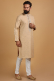 Dori Embroidered Dupion Silk Dusty Peach Men Kurta Pajama