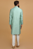 Art Silk Men Kurta Pajama in Seafoam Green for Sangeet