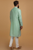 Mint Green Dupion Silk Embroidered Men's Kurta Pajama for Wedding & Party