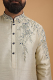 Light Beige Dupion Silk Straight Pant Men Kurta Pajama