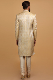 Beige Brocade Men Sherwani With Velvet Dupatta
