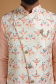 Salmon Peach Cotton Silk Men Kurta Churidar