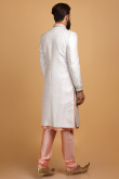 Off White Brocade Men Wedding Sherwani With Chanderi Silk Dupatta