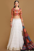 White Traditional Georgette Lehenga for Wedding & Party