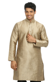 Oat Beige Art Silk Men Kurta