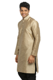 Oat Beige Art Silk Men Kurta