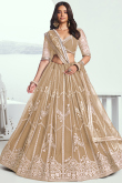 Oat Beige Net Embroidered Flared Style Lehenga 