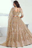 Oat Beige Net Embroidered Flared Style Lehenga 