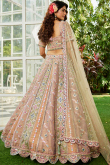 Oat Beige Silk Embroidered Panelled Style Lehenga 