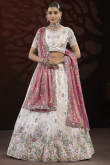 Off White Chinnon Embroidered Panelled Style Lehenga Choli