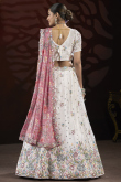 Off White Chinnon Embroidered Panelled Style Lehenga Choli
