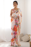 Off White Chinnon Printed Regional Saree 