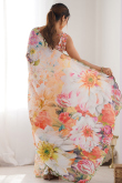 Off White Chinnon Printed Regional Saree 