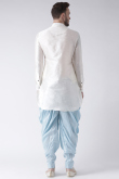 Off White Dupion Silk Embroidered Straight Cut Men's Kurta Dhoti