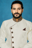 Off White Dupion Silk Men's Sherwani