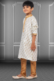 Off White Dupion Silk Straight Cut Kids Kurta Pajama