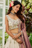 Off White Embroidered Silk Blend Lehenga For Wedding