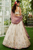 Off White Embroidered Silk Blend Lehenga For Wedding