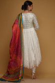 Off White Georgette Anarkali Suit With Churidar for Eid