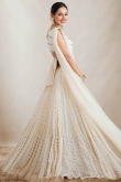 Off White Georgette Embroidered A Line Lehenga
