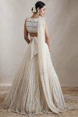 Off White Georgette Embroidered A Line Lehenga