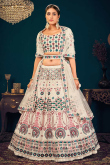 Off White Georgette Embroidered Designer Party Wear Lehenga Choli