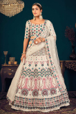 Off White Georgette Embroidered Designer Party Wear Lehenga Choli