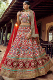 Off White Art Silk Embroidered Lehenga