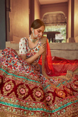 Off White Art Silk Embroidered Lehenga