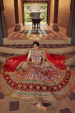 Off White Art Silk Embroidered Lehenga