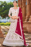 Off White Georgette Embroidered Lehenga