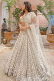 Lehenga Net Ivory with Faux Mirror Work for Bridesmaid 