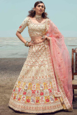Zari Work Sangeet Lehenga in Off White Georgette