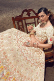 Zari Work Sangeet Lehenga in Off White Georgette