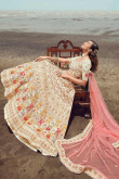 Zari Work Sangeet Lehenga in Off White Georgette