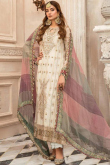 Ivory Georgette Party Wear Churidar Suit With Zari Work