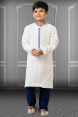 Thread Work Sangeet Men Kurta Pajama in Off White Georgette