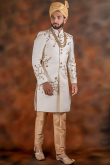 Men Sherwani Jacquard Ivory with Sequins Work for Wedding 