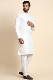 Off White Jacquard Weaved Thread Straight Cut Men's Kurta Pajama