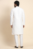 Off White Jacquard Weaved Thread Straight Cut Men's Kurta Pajama